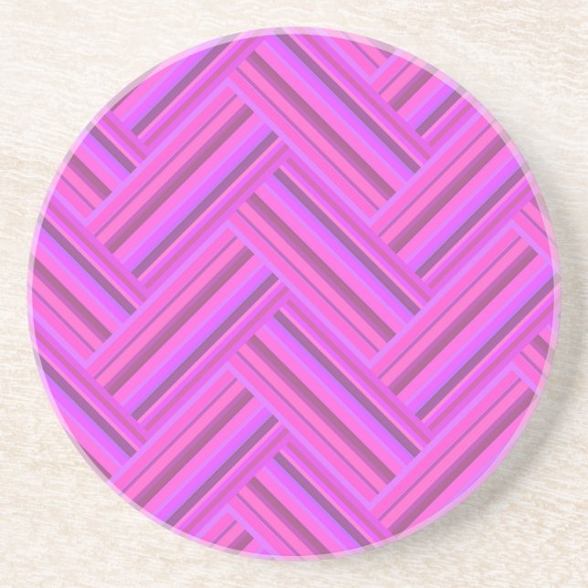 Pink stripes double weave pattern coaster (Front)
