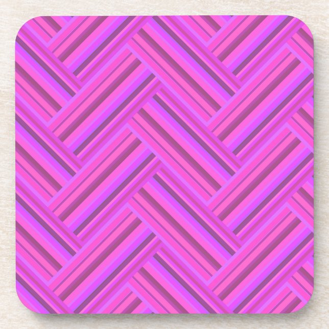 Pink stripes double weave pattern coaster (Front)