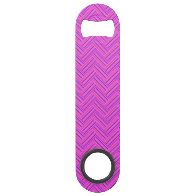Pink stripes double weave pattern speed bottle opener (Front)