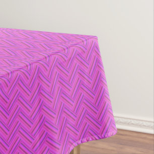 Pink stripes double weave pattern tablecloth