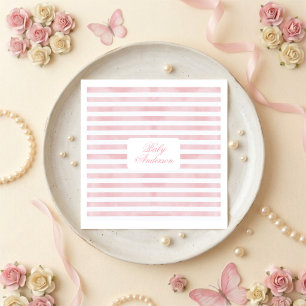 Pink Stripes Elegant Baby Shower Napkin