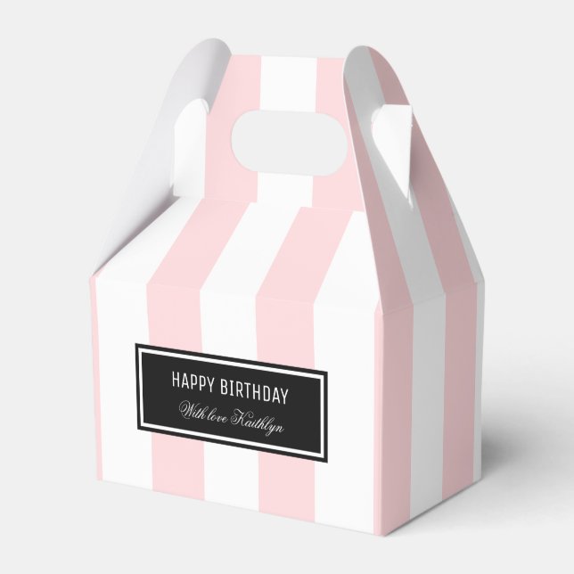 Pink Stripes Favor Box (Front Side)