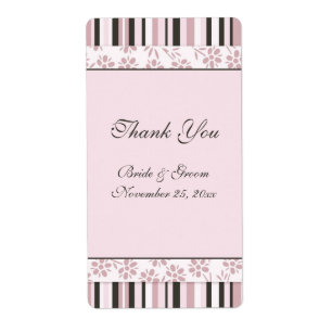 Pink Stripes Floral Wedding Labels