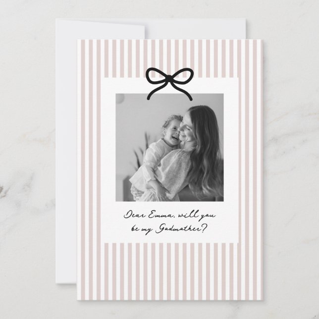 Pink Stripes Godmother Proposal Invitation (Front)
