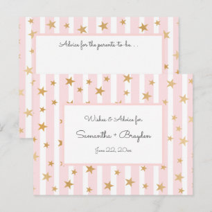 Pink Stripes Gold Stars Baby showers Cartes de con