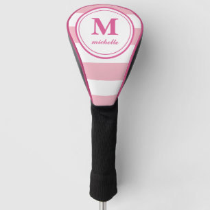 Pink stripes    Golf   personalized NAME monogram Golf Head Cover