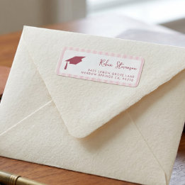 Pink Stripes Graduation Return Address Label