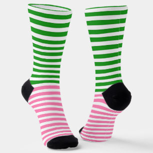 Pink Stripes Green Stripes Horizontal Socks