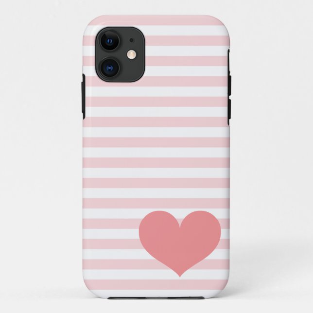 Pink Stripes & Heart Case-Mate iPhone Case (Back)