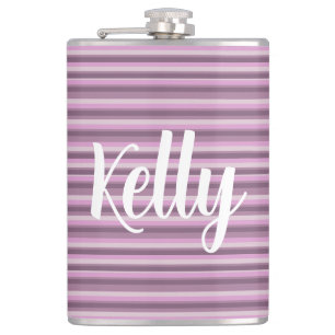 Pink stripes hip flask
