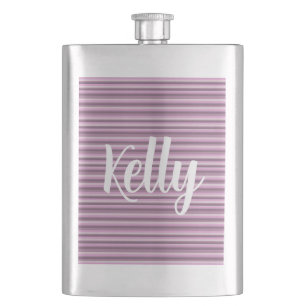 Pink stripes hip flask