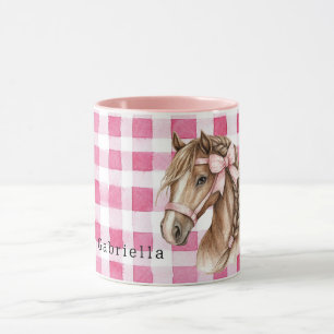 Pink Stripes Horse Bow Mug