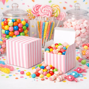 Pink Stripes Ice Cream Social Favor Box
