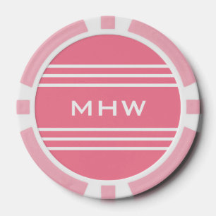 Pink Stripes jetons de poker monogramme personnali