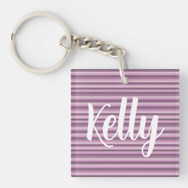 Pink stripes keychain (Front)