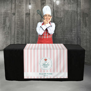 Pink Stripes Logo Table Pop Up Shop Vendor Runner Tapestry