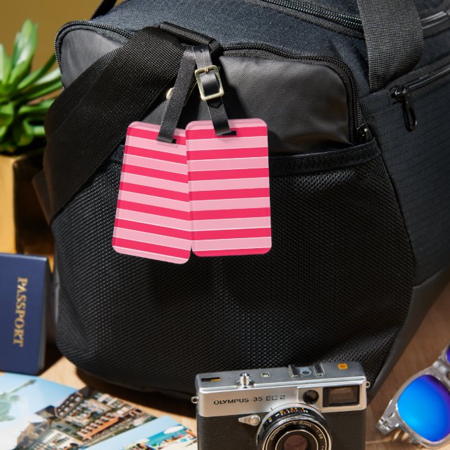 Pink Stripes  Luggage Tag (Front & Back)