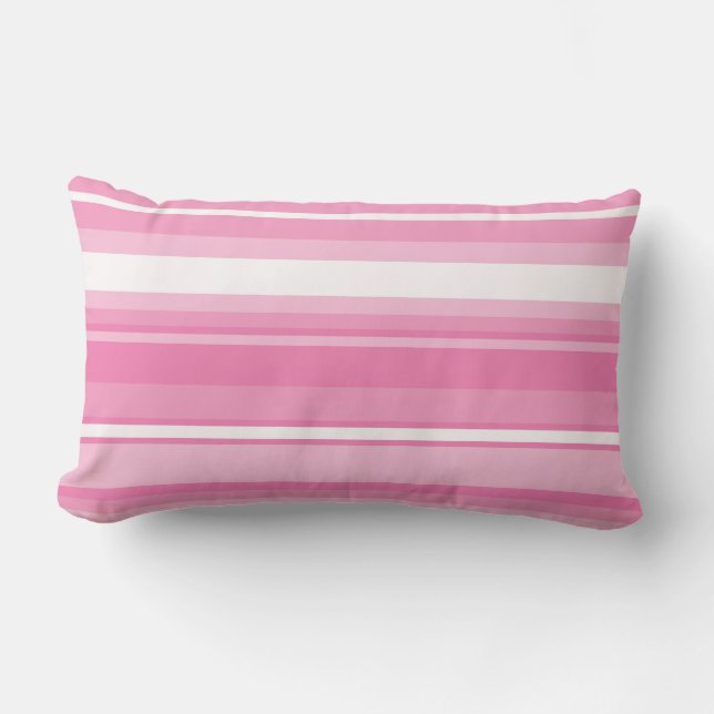Pink stripes lumbar pillow (Front)
