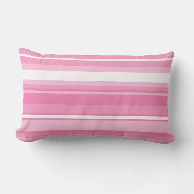 Pink stripes lumbar pillow (Front)