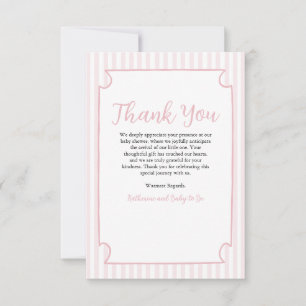 Pink Stripes Martini Glass Thank You Card – Custom