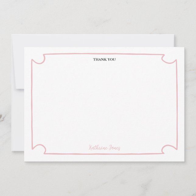 Pink Stripes Martini Glass Thank You Card – Custom (Front)