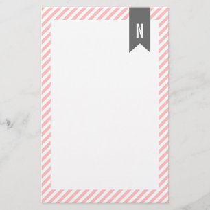 Pink Stripes Monogram Stationery