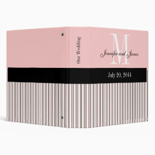 Pink Stripes Monogram Wedding Planner Binder