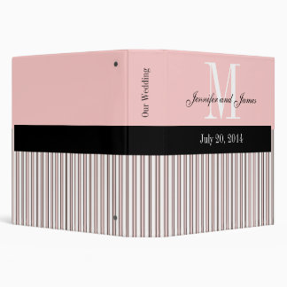 Pink Stripes Monogram Wedding Planner Binder