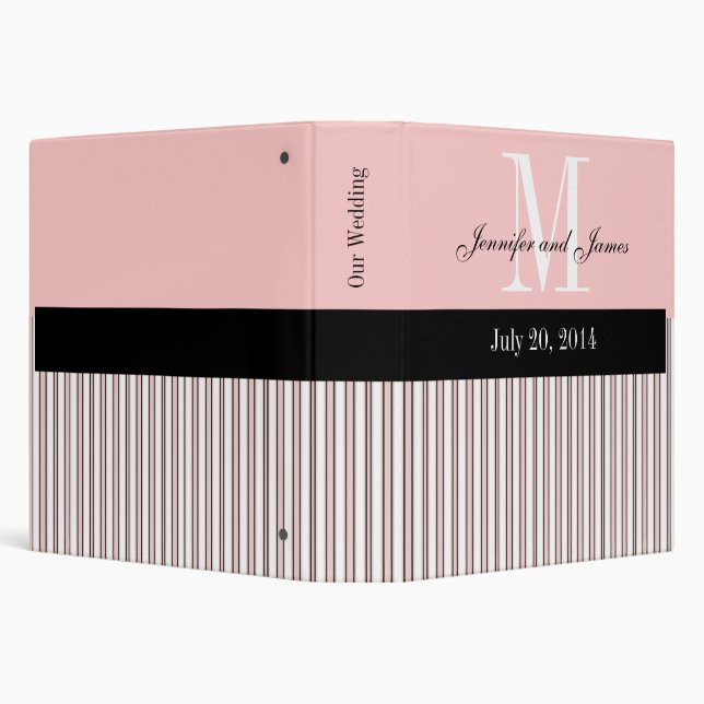 Pink Stripes Monogram Wedding Planner Binder (Background)