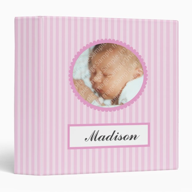 Pink Stripes New Baby Book Binder (Front/Spine)