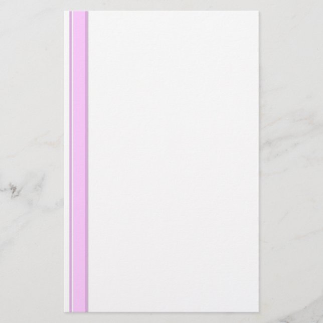 Pink Stripes on White Unlined Stationery (Front)