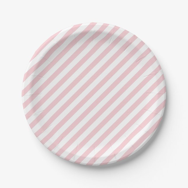 Pink Stripes Paper Plate (Front)