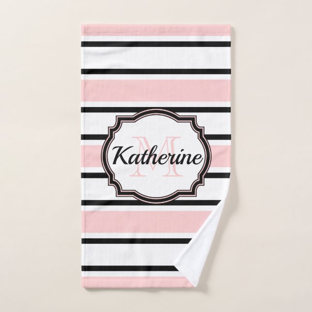 Pink Stripes Pattern Bath Towel Set (Hand Towel)