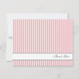 Pink Stripes Pattern Flat Thank You Note Cards