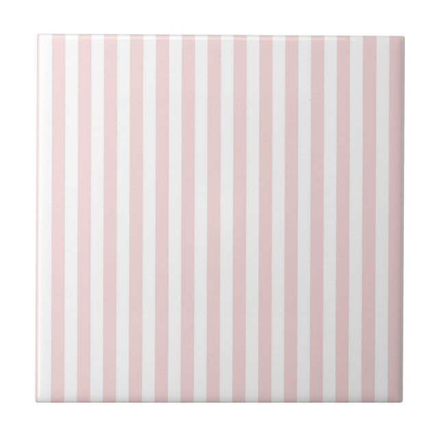 Pink Stripes Pattern Minimal Modern Spring Summer Tile (Front)