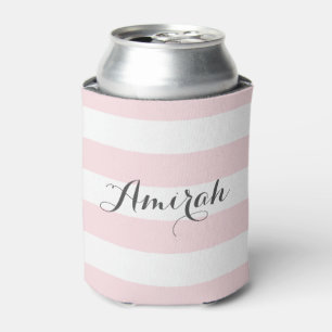 Pink Stripes Pattern   Personalized Can Coolers