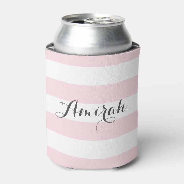 Pink Stripes Pattern | Personalized Can Coolers (Can Front)