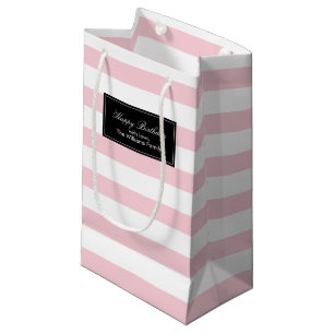 Pink Stripes Pattern Personalized Small Gift Bag