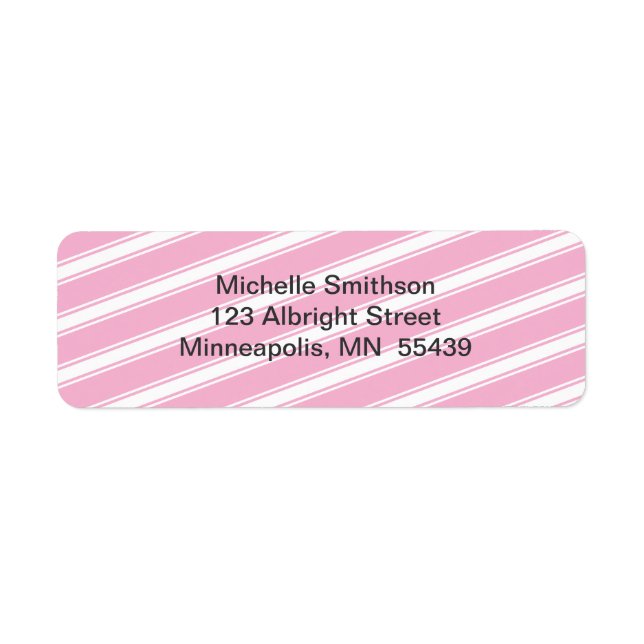 Pink Stripes Pattern Return Address Label Custom (Front)