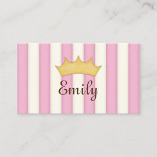 Pink Stripes Personalized Princess Calling Card