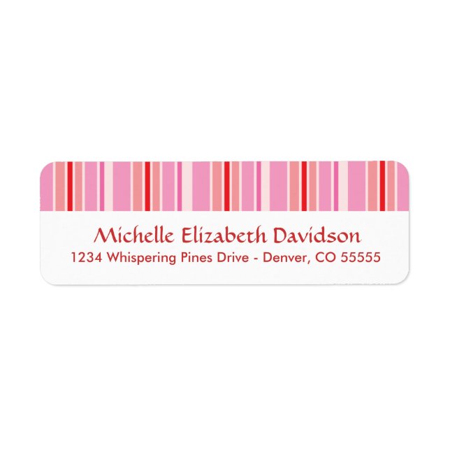 Pink Stripes Personalized Return Address Labels (Front)