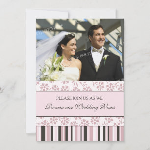 Pink Stripes Photo Mariage Vow Renewal Invitation