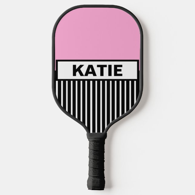 Pink Stripes Pickleball Paddle (Back)