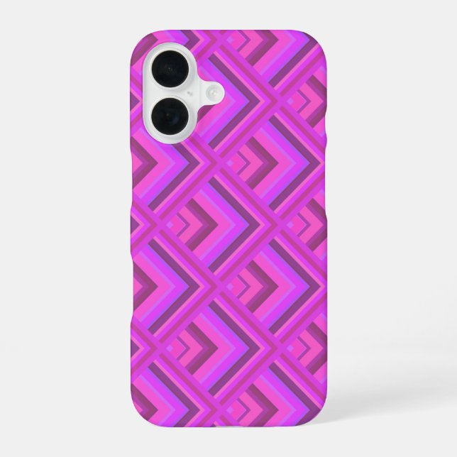 Pink stripes scale pattern iPhone 16 case (Back)