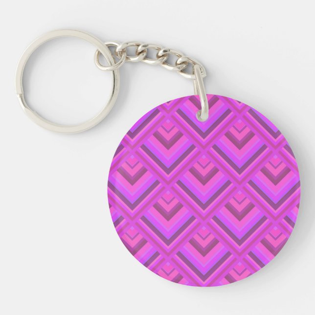 Pink stripes scale pattern keychain (Front)