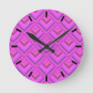 Pink stripes scale pattern round clock