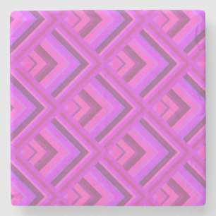 Pink stripes scale pattern stone coaster