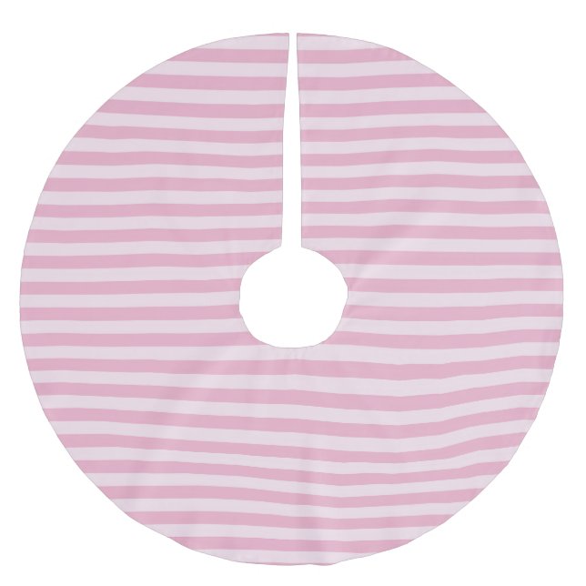 Pink Stripes Seamless Pattern Brushed Polyester Tree Skirt (Front)