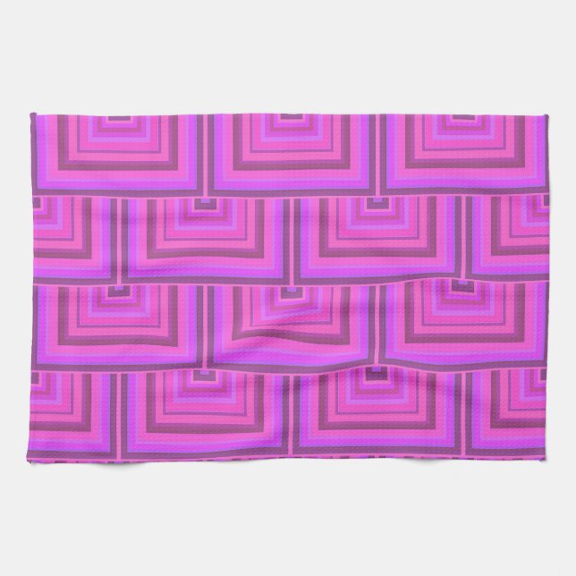 Pink stripes square scales pattern kitchen towel (Horizontal)