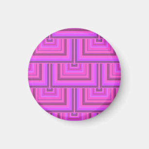 Pink stripes square scales pattern magnet